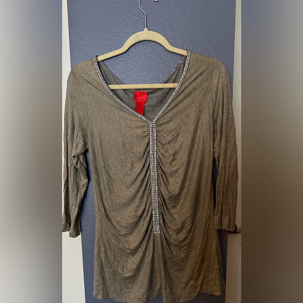 Taupe top with rhinestones